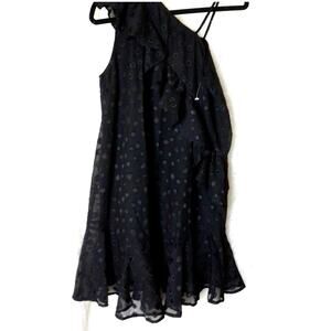 Religion Gothic Whimsigoth Romance One-Shoulder Ruffled Chiffon Mini Dress S